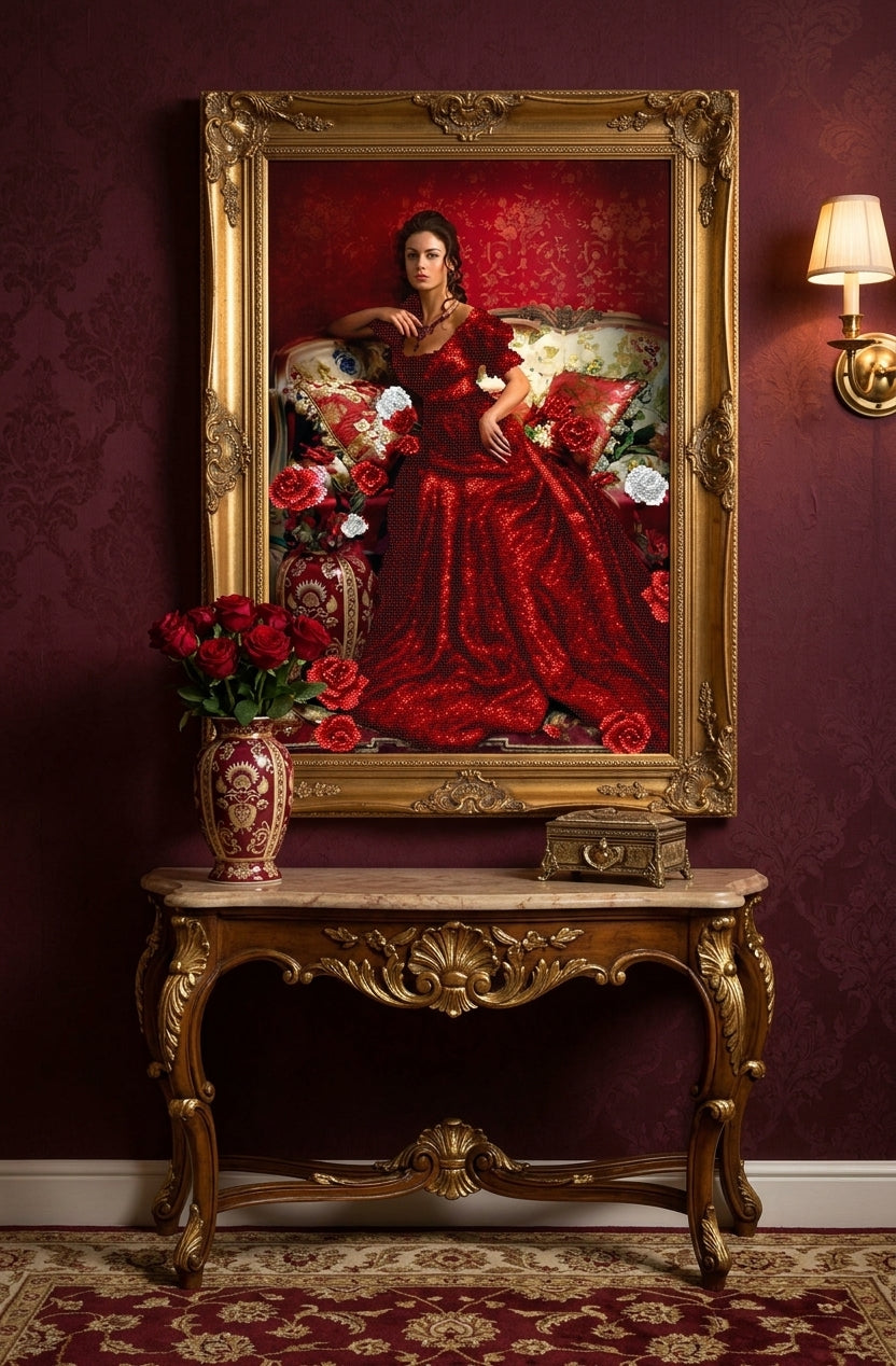 Bead Embroidery Kit "Lady in red" DIY