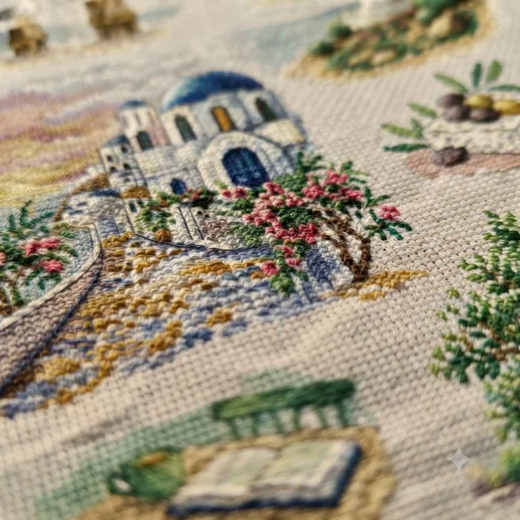 Kit de point de croix compté Tramway d'automne DIY Toile non imprimée 