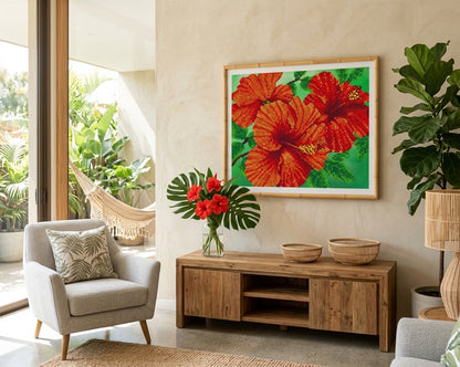 Bead Embroidery Kit "Red flowers" DIY