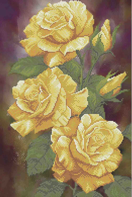 Bead Embroidery Kit Yellow Roses DIY