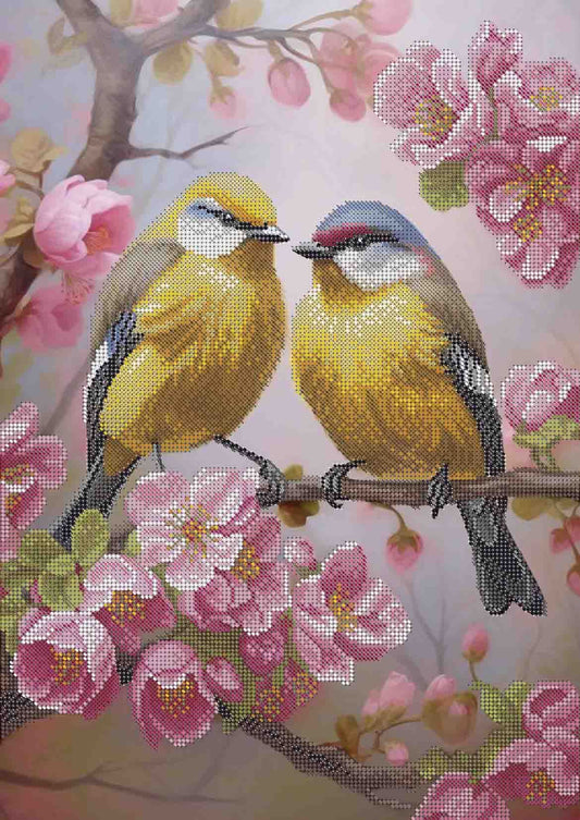 Bead Embroidery Kit Golden canaries DIY