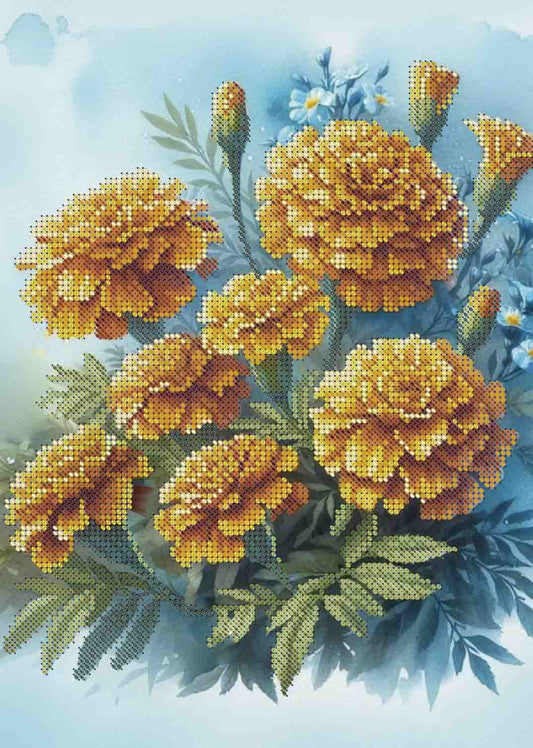 Bead Embroidery Kit Marigold flowers DIY