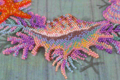 Bead Embroidery Kit Seashell wreath DIY Abris Art