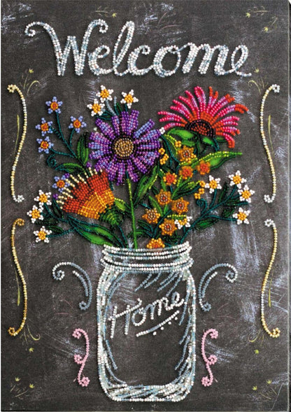 Bead Embroidery Kit Welcome Flowers DIY Abris Art