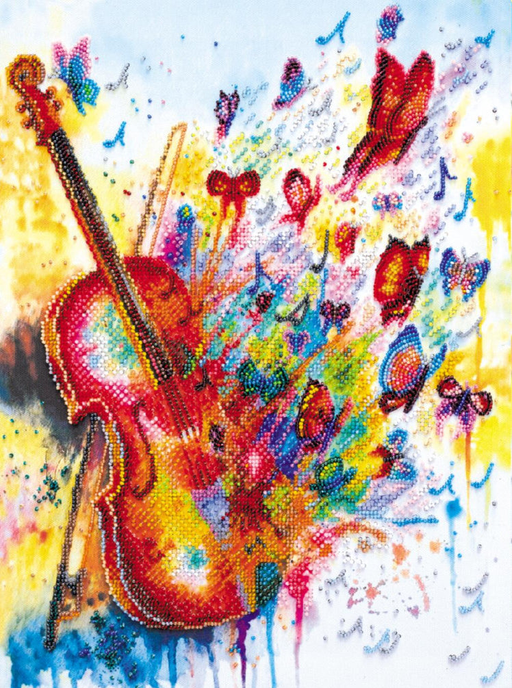 Bead Embroidery Kit Violin sounds DIY Abris Art