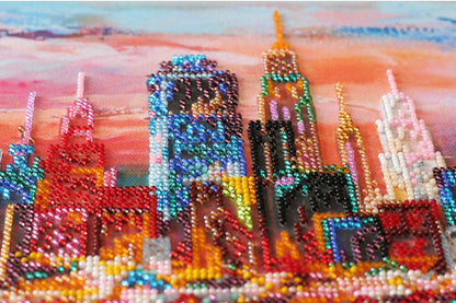 Bead Embroidery Kit Evening city DIY Abris Art