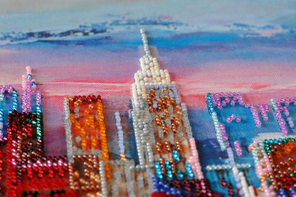 Bead Embroidery Kit Evening city DIY Abris Art