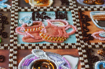 Bead Embroidery Kit Coffee DIY Abris Art