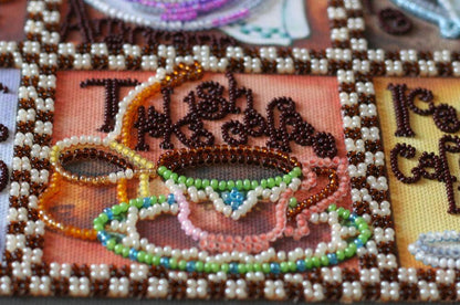 Bead Embroidery Kit Coffee DIY Abris Art