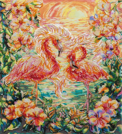 Bead Embroidery Kit Flamingo DIY Abris Art