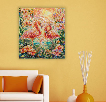 Bead Embroidery Kit Flamingo DIY Abris Art