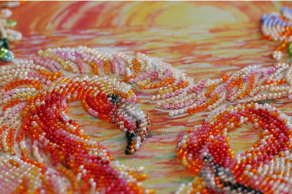 Bead Embroidery Kit Flamingo DIY Abris Art