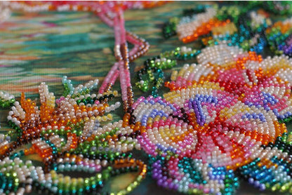 Bead Embroidery Kit Flamingo DIY Abris Art