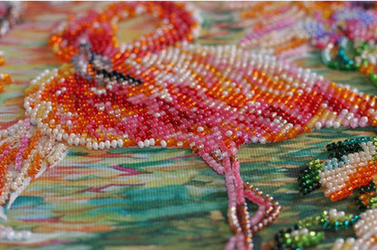 Bead Embroidery Kit Flamingo DIY Abris Art
