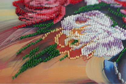Bead Embroidery Kit Peonies Flowers DIY Abris Art