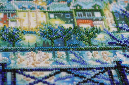 Bead Embroidery Kit Shining blue DIY Abris Art