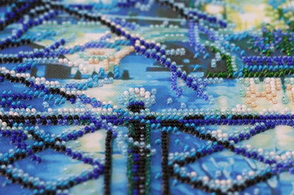 Bead Embroidery Kit Shining blue DIY Abris Art