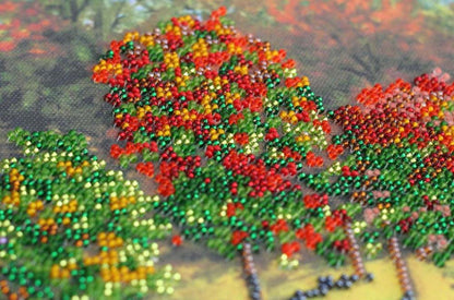 Bead Embroidery Kit Autumn landscape DIY Abris Art