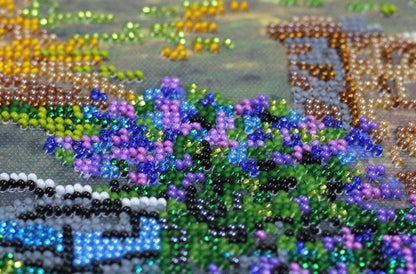 Bead Embroidery Kit Autumn landscape DIY Abris Art