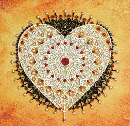 Bead Embroidery Kit Lacy heart DIY Abris Art