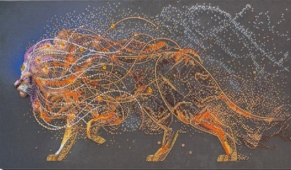 Bead Embroidery Kit Gold lion DIY Abris Art