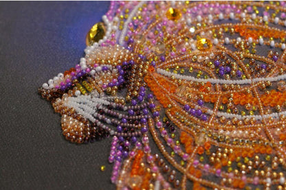 Bead Embroidery Kit Gold lion DIY Abris Art