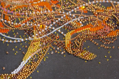 Bead Embroidery Kit Gold lion DIY Abris Art