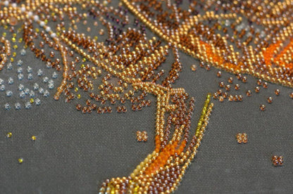 Bead Embroidery Kit Gold lion DIY Abris Art