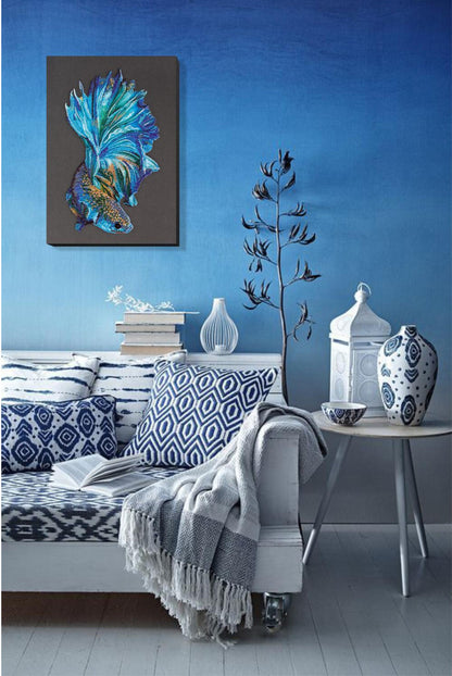 Bead Embroidery Kit Blue fish DIY Abris Art