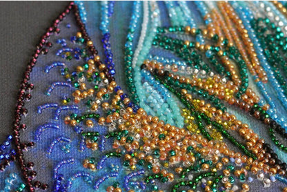 Bead Embroidery Kit Blue fish DIY Abris Art