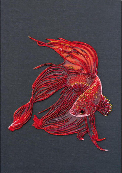 Bead Embroidery Kit Red fish DIY Abris Art