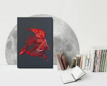 Bead Embroidery Kit Red fish DIY Abris Art