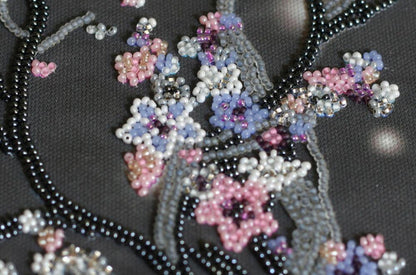 Bead Embroidery Kit Night sakura Flowers DIY Abris Art