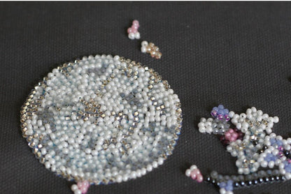 Bead Embroidery Kit Night sakura Flowers DIY Abris Art