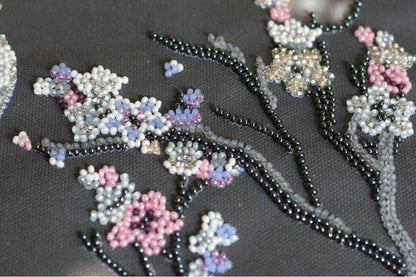 Bead Embroidery Kit Night sakura Flowers DIY Abris Art