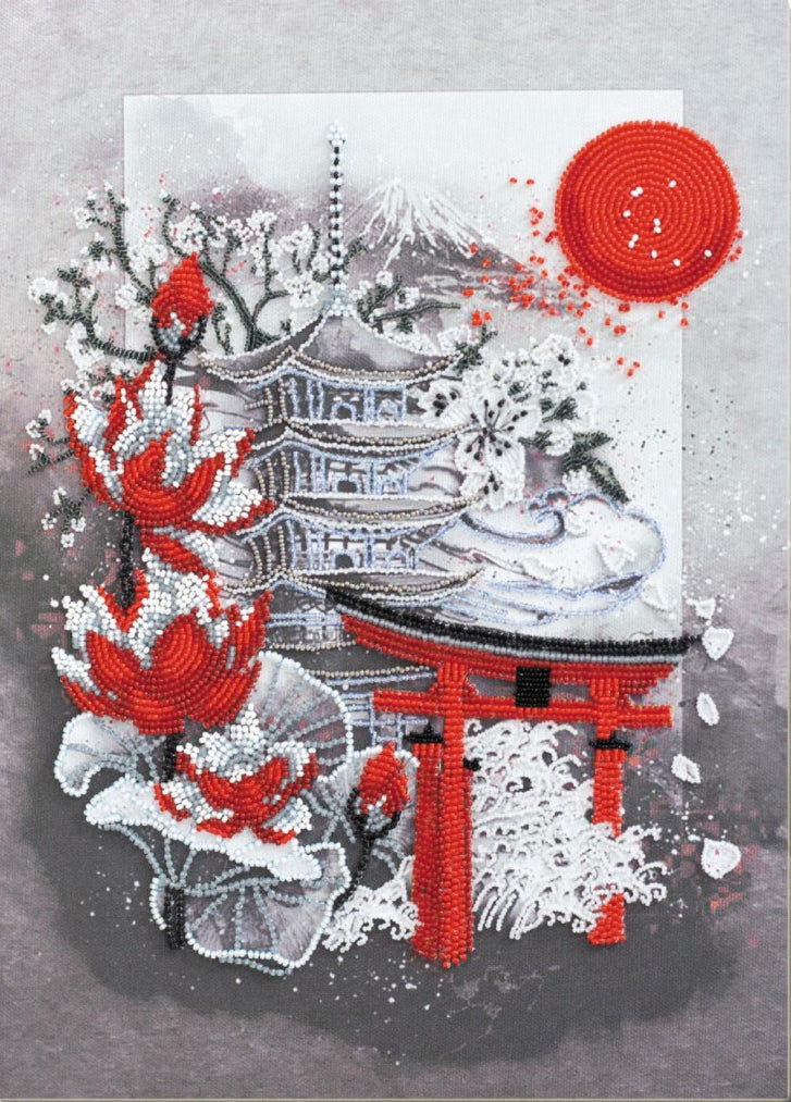 Bead Embroidery Kit Japan Red sun DIY Abris Art