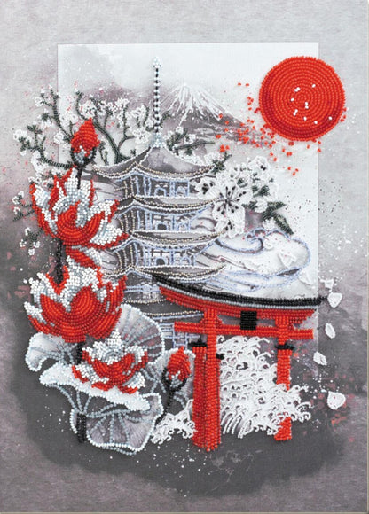 Bead Embroidery Kit Japan Red sun DIY Abris Art