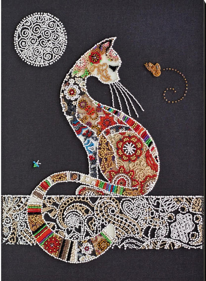 Bead Embroidery Kit Cat DIY Abris Art