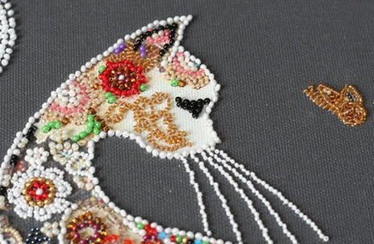 Bead Embroidery Kit Cat DIY Abris Art