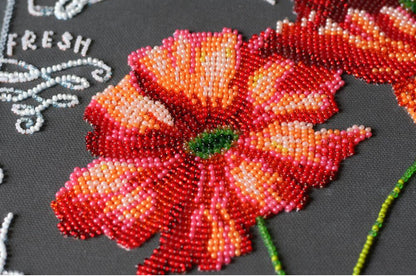 Bead Embroidery Kit Poppies Flowers DIY Abris Art