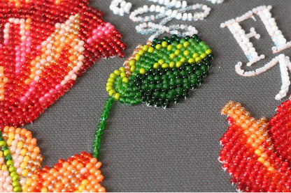Bead Embroidery Kit Poppies Flowers DIY Abris Art