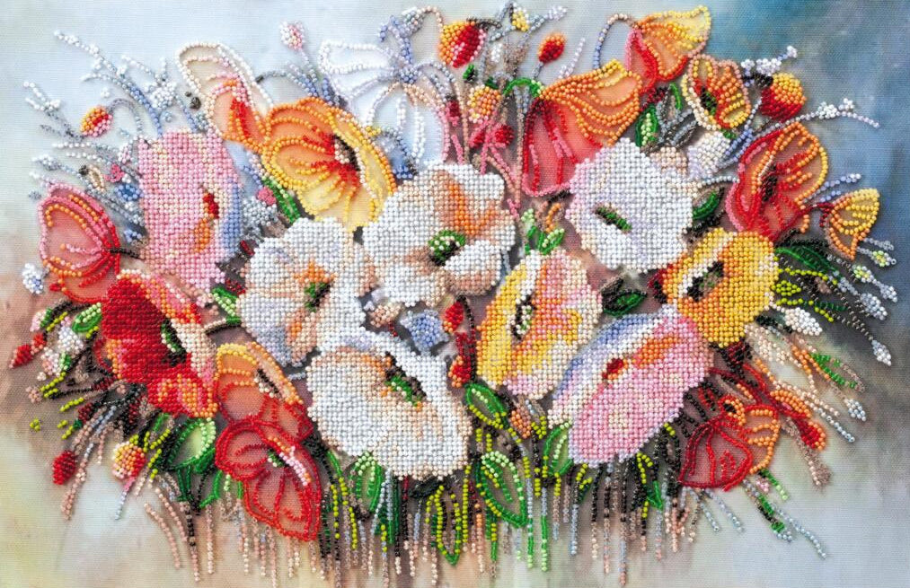 Kit de broderie de perles Fleurs de coquelicots DIY