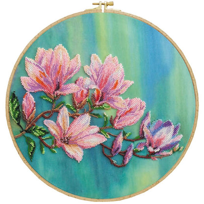 Bead Embroidery Kit Magnolia Flowers DIY Abris Art