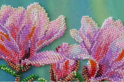 Bead Embroidery Kit Magnolia Flowers DIY Abris Art