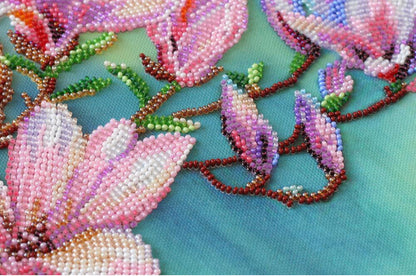 Bead Embroidery Kit Magnolia Flowers DIY Abris Art