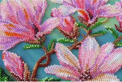 Bead Embroidery Kit Magnolia Flowers DIY Abris Art