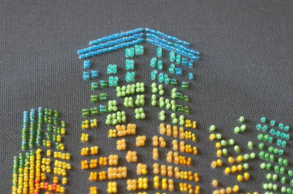 Bead Embroidery Kit Night in the city DIY Abris Art