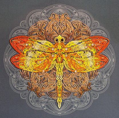 Bead Embroidery Kit Gold dragonfly DIY Abris Art