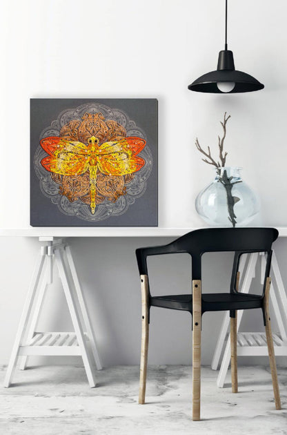 Bead Embroidery Kit Gold dragonfly DIY Abris Art