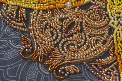 Bead Embroidery Kit Gold dragonfly DIY Abris Art